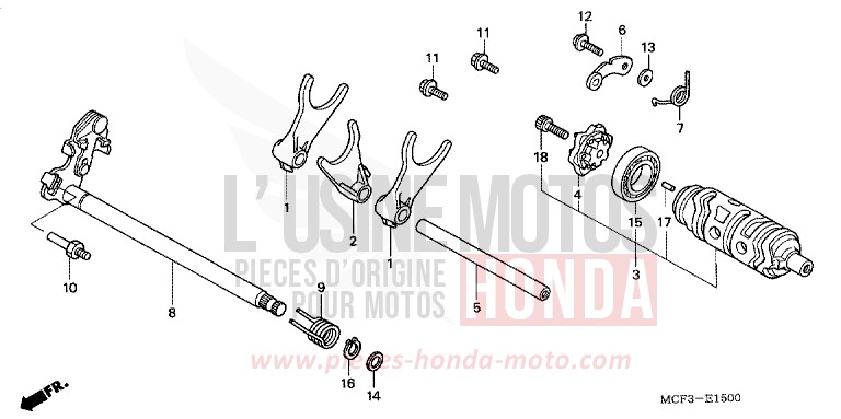 BARILLET DE SELECTION de VTR1000 SP-2 GRAPHITE BLACK (NHB01) 2006